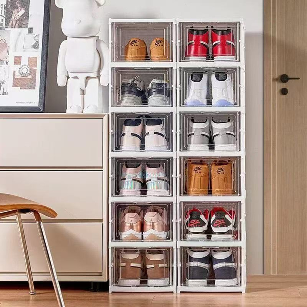Sneaker Case - Staubdichte 6-Schichten Faltbare Schuhbox Stapelbare Transparente